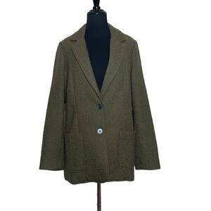 J. Jill green woven wool 2 button long sleeves woven blazer size M